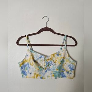 Christian Lacroix bralette top women's sz. M LINEN blend Spring Colors